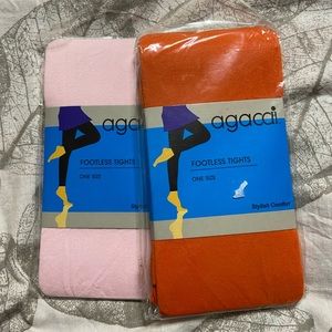 2PC. Lot Pink & Orange FOOTLESS TIGHTS